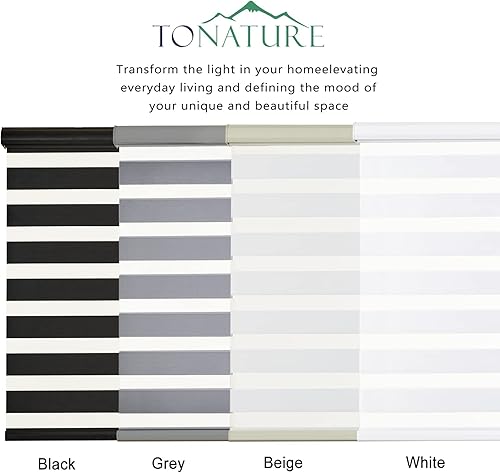 Miniatura 4 de Persianas enrollables de tela de doble capa con filtro de luz, sin cordón, con control de luz para día y noche, adecuadas para interiores y