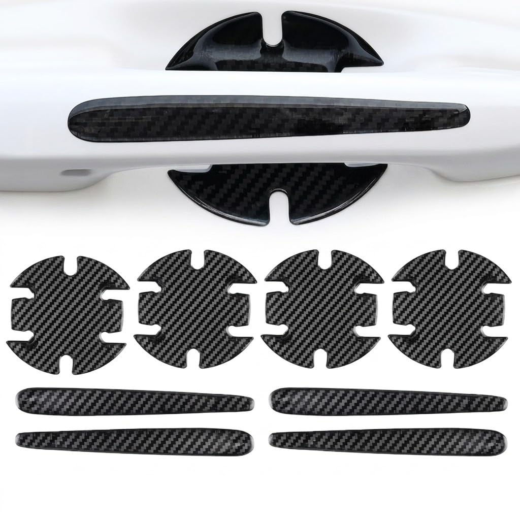GUOQINGYUANHANG 8 Pieces Car Door Handle Protector for Hyundai i30 fastback (2017 onwards), Door Handle Cup Paint Cover, Anti-Scratch Carbon Fiber Texture Stickers