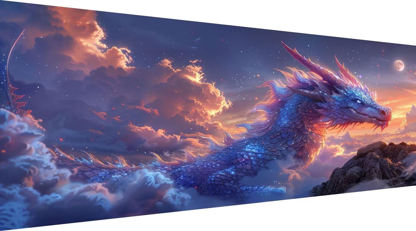 Point de croix dragon 70x140cm pour déco murale - 8