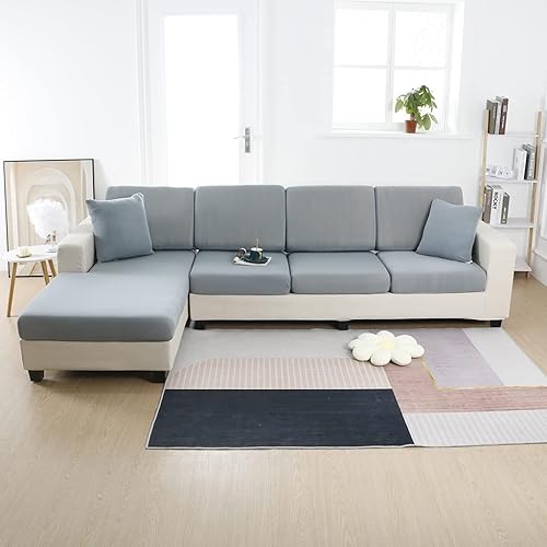 Miniatura 4 de Funda elástica para sofá seccional, fundas de cojín de poliéster para sofá en forma de LU, elástica de 3, 2, 1, 4 asientos, fundas de sofá, fundas