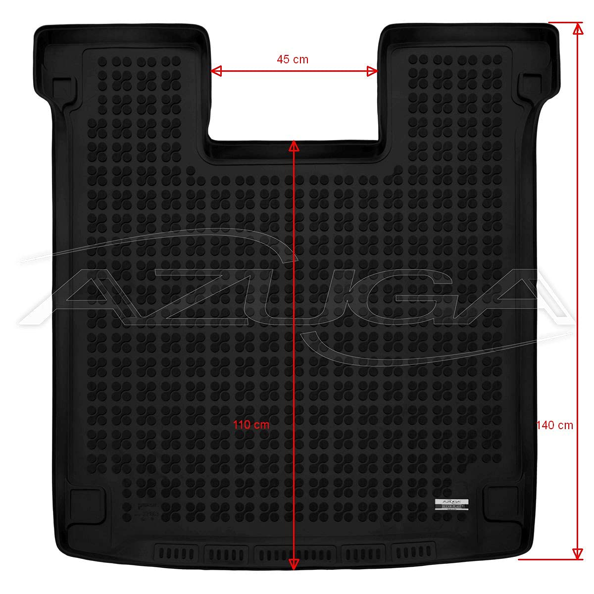 AZUGA Premium Gummi Kofferraumwanne Kofferraummatte rutschhemmend passend für VW T5/T6/T6.1 Caravelle (lang) – wasserdicht, hoher Rand AZ12000652