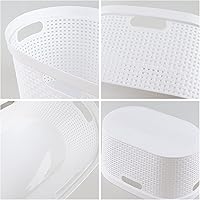 Vista 4 de Paquete de 4 cestas para la ropa sucia con mango recortado, cestas de plástico blanco, 40 L