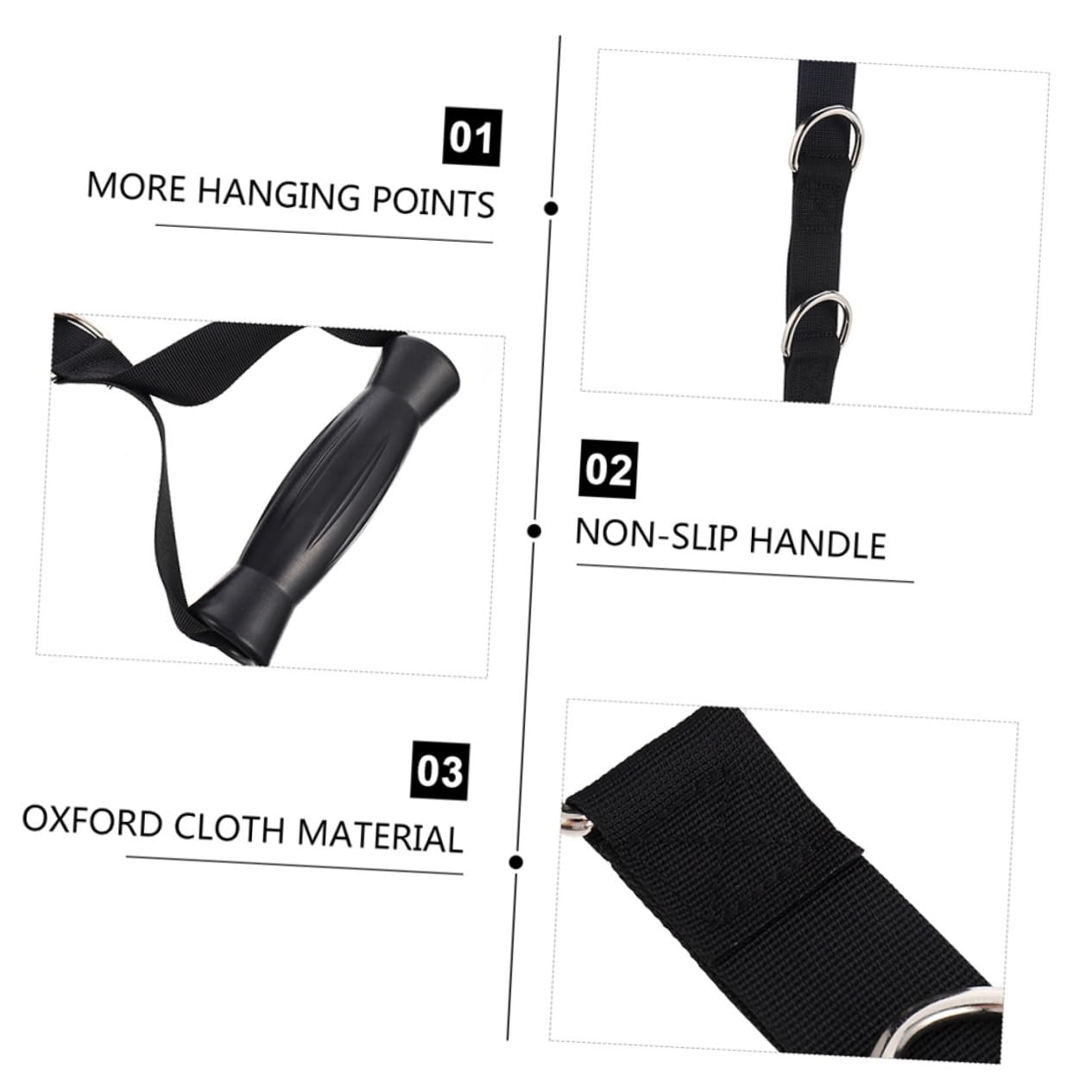 Fascia di Resistenza Fitness 2 Pezzi Nera, Abs Acciaio Inox e Oxford | Cavo Multi-punto, Impugnature Robuste per Allenamento, Formato Portatile per Esercizi a Casa o Palestra