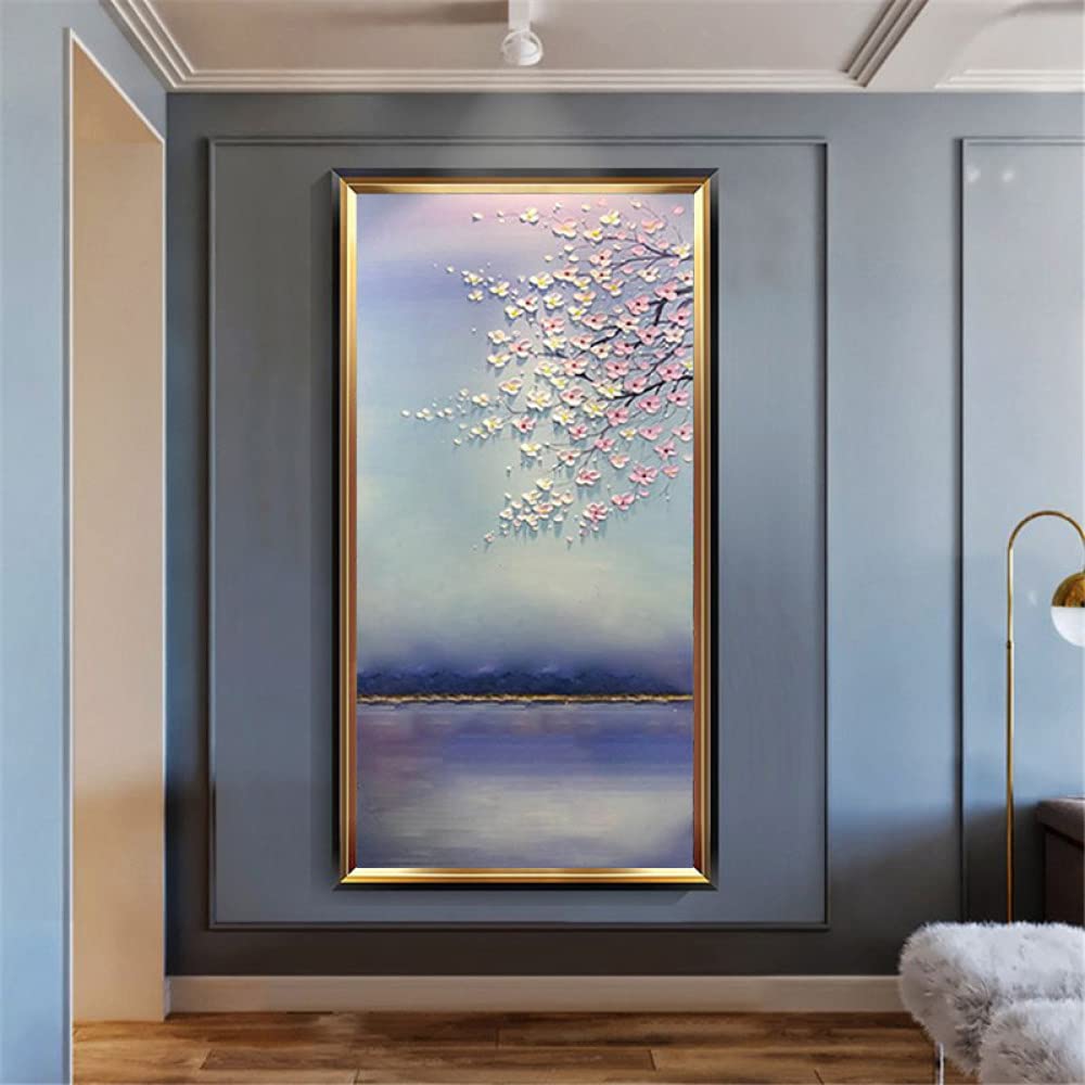 Pintura al óleo abstracta para pared, gran cuchillo pintado a mano sobre lienzo para decoración del hogar, oficina, sala de estar