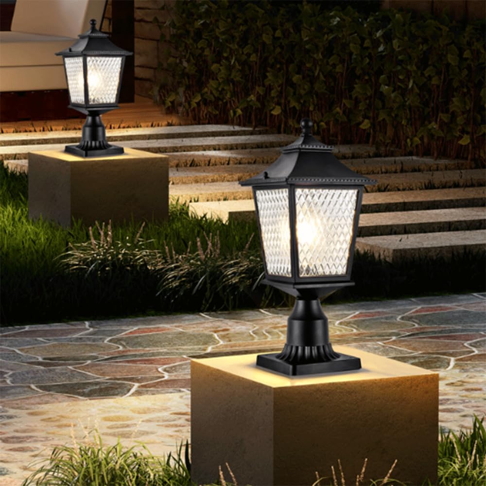 Lámpara De Poste E27 Con Cableado Fijo, Resistente Al Agua, De Aluminio