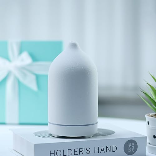 Miniatura 7 de Difusor de aceite esencial para aromaterapia, difusor ultrasónico de aroma de niebla fría de cerámica de 3.5 fl oz, silencioso, con apagado