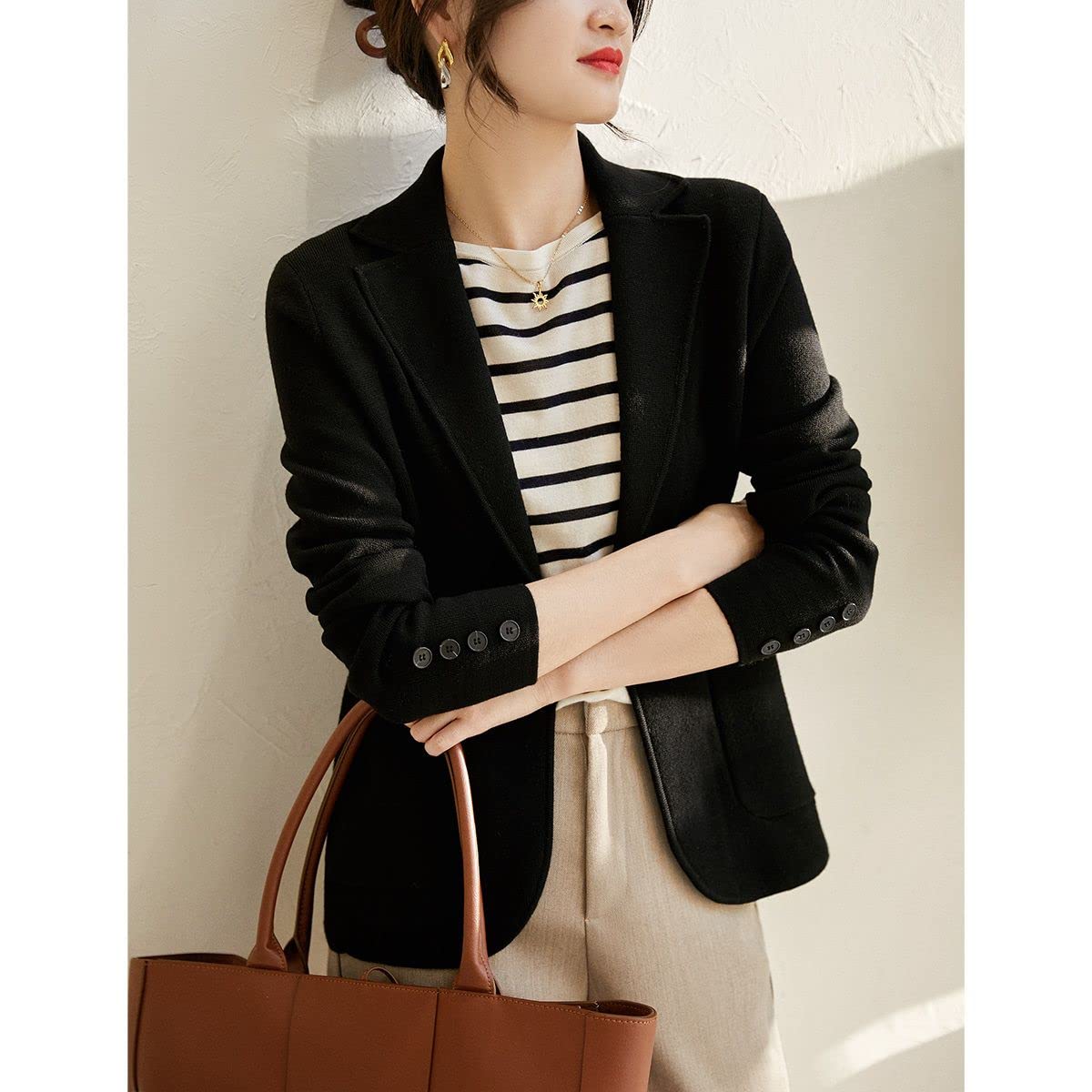 TOBILE Blazer Femmes Simple Black Suit Veste Décontractée Top Tout-Correspondant