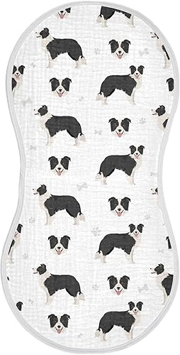 vvfelixl Paños de muselina para eructos Border Collie, paños negros para bebés, niñas y niños, paquete de 2