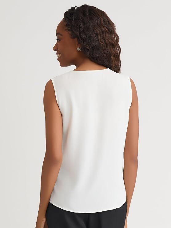 Kasper Women's Sleeveless Ruffled Placket Top