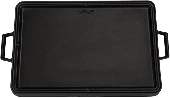 Lava Casting Rectangular Duplex Grill Pan Cast Iron Solid Double Handle Size 29x44 cm.