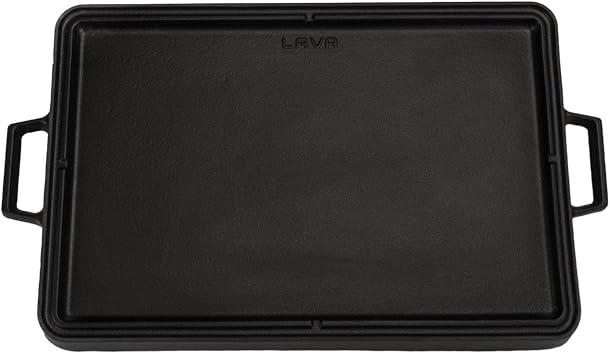 Lava Casting Rectangular Duplex Grill Pan Cast Iron Solid Double Handle Size 29x44 cm.