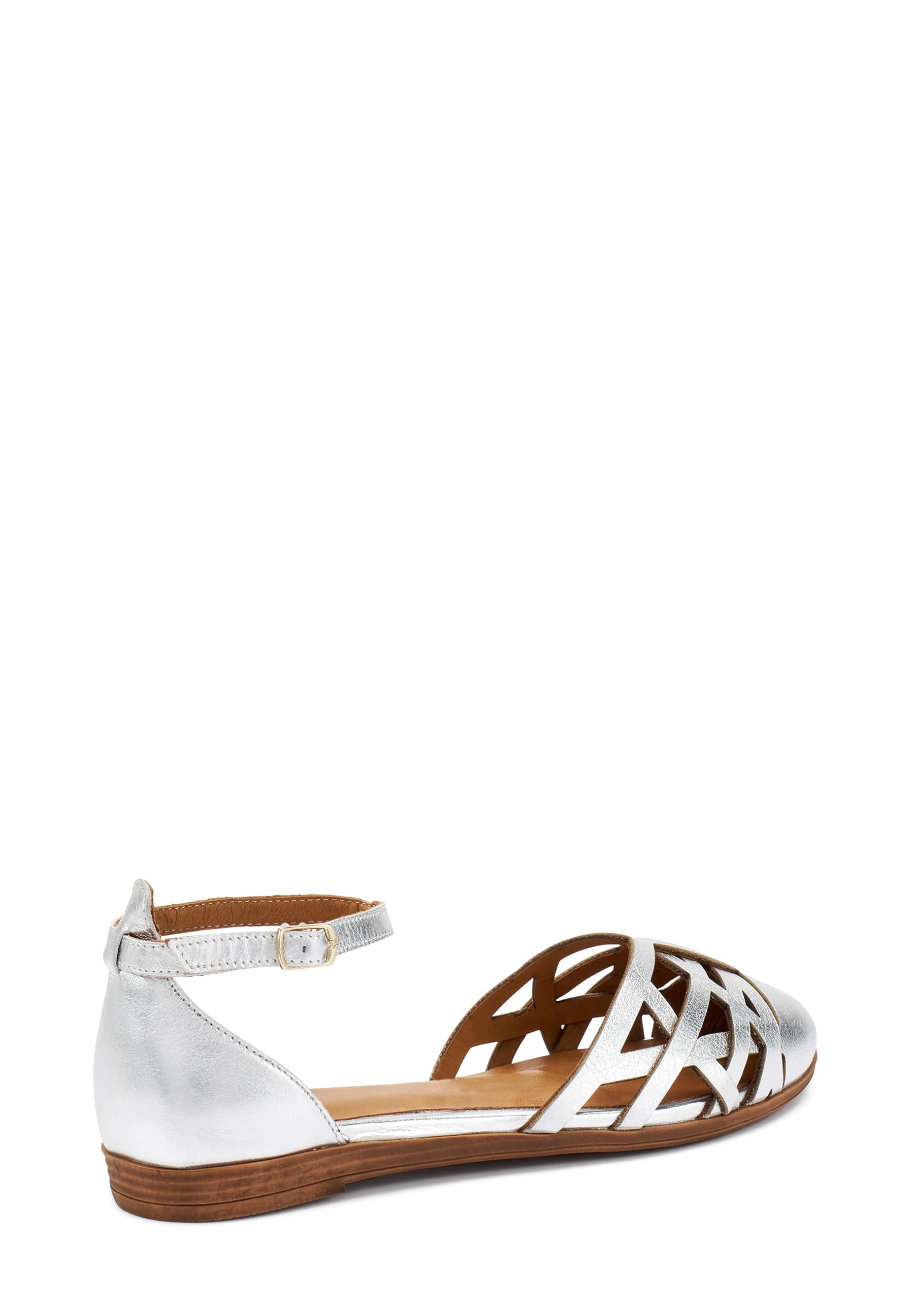 Frau - Ballerina in Pelle Laminata Traforata, Argento, 35