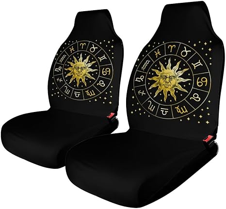 Zodiac Wheel Astrology Horoscope Circle Sun Wiccan Car Seat Covers, Car Seat Protection for Women and Girls, Suitable for Most Vehicles, Cars, Cars, Trucks, SUVs, Vans.