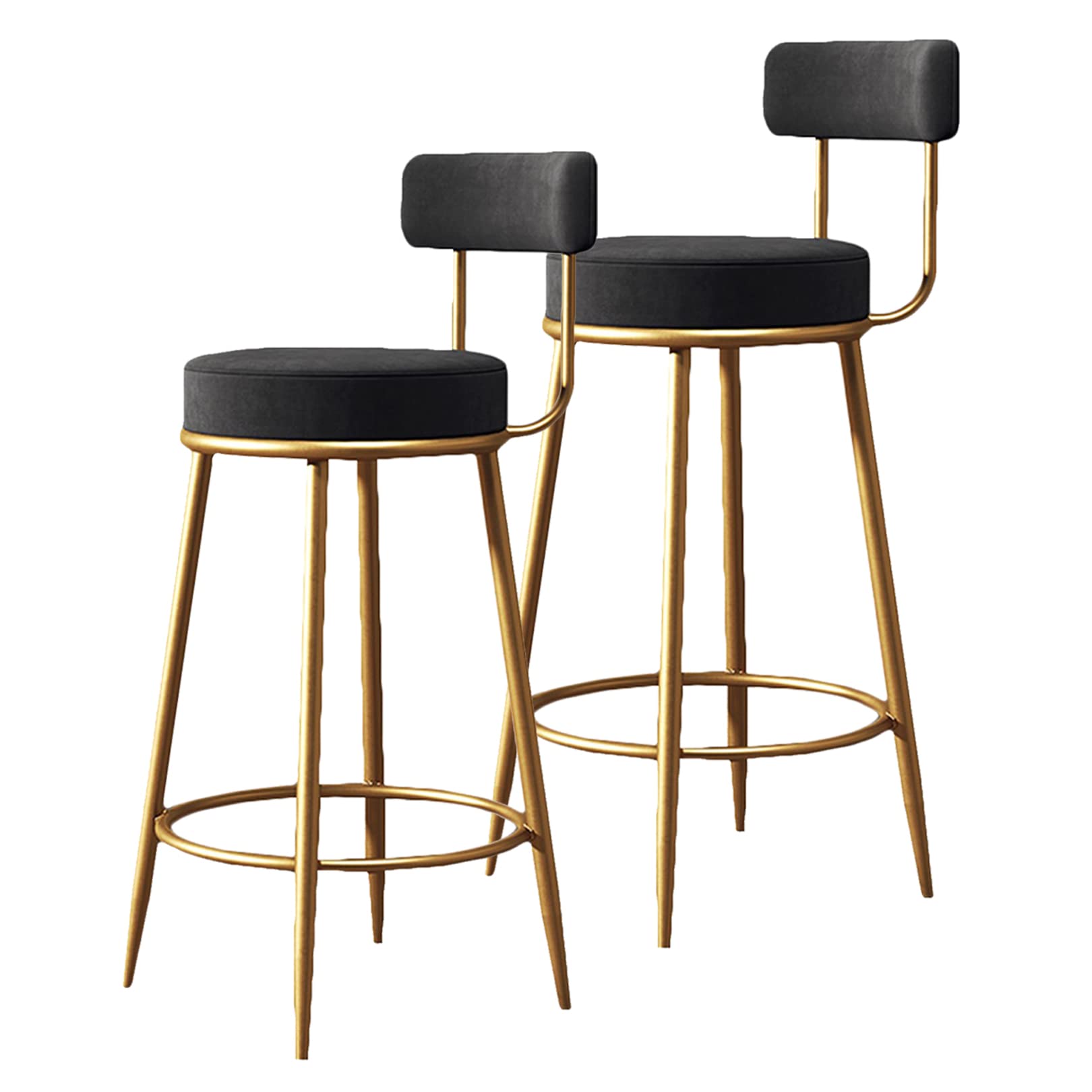 Tabourets de bar lot de 2 avec dossier DASHADAO chaises d'îlot de cuisine noires