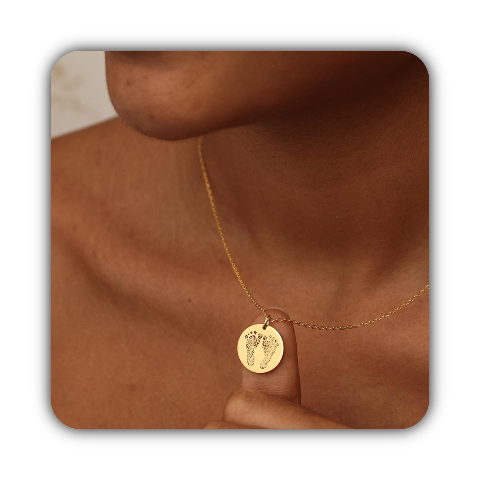 A medida bebé huellas de pies Collar plata de ley 925 Huellas personalizadas Niños Colgante Guardar joyería recuerdo Para mamá Joyería sentimental Día de la Madre Personalizada