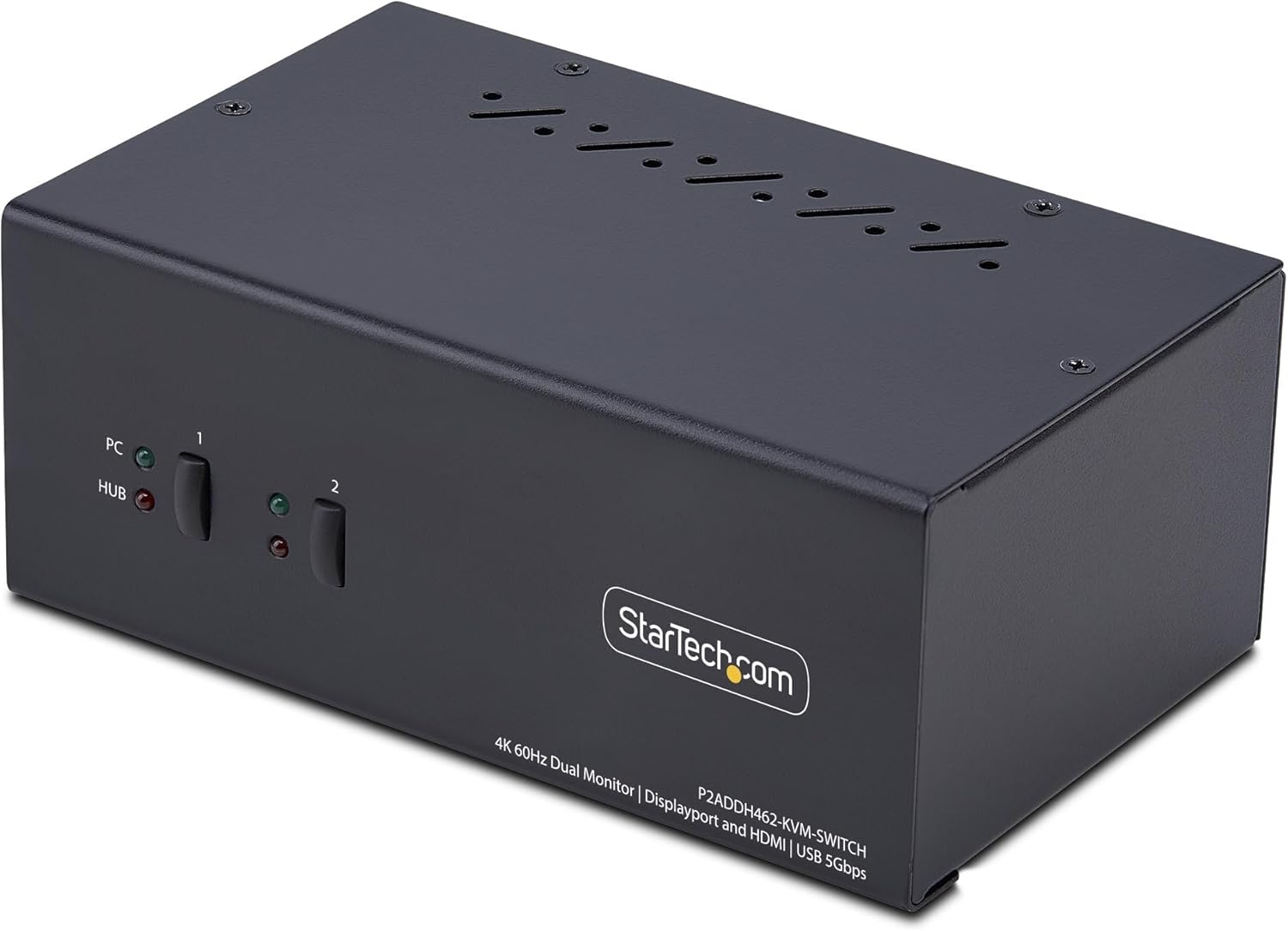 StarTech.com 2-Port Dual-Monitor DisplayPort and HDMI KVM Switch, 4K 60Hz, 2-Port USB 5Gbps Hub, 2X USB HID Ports, TAA Compliant