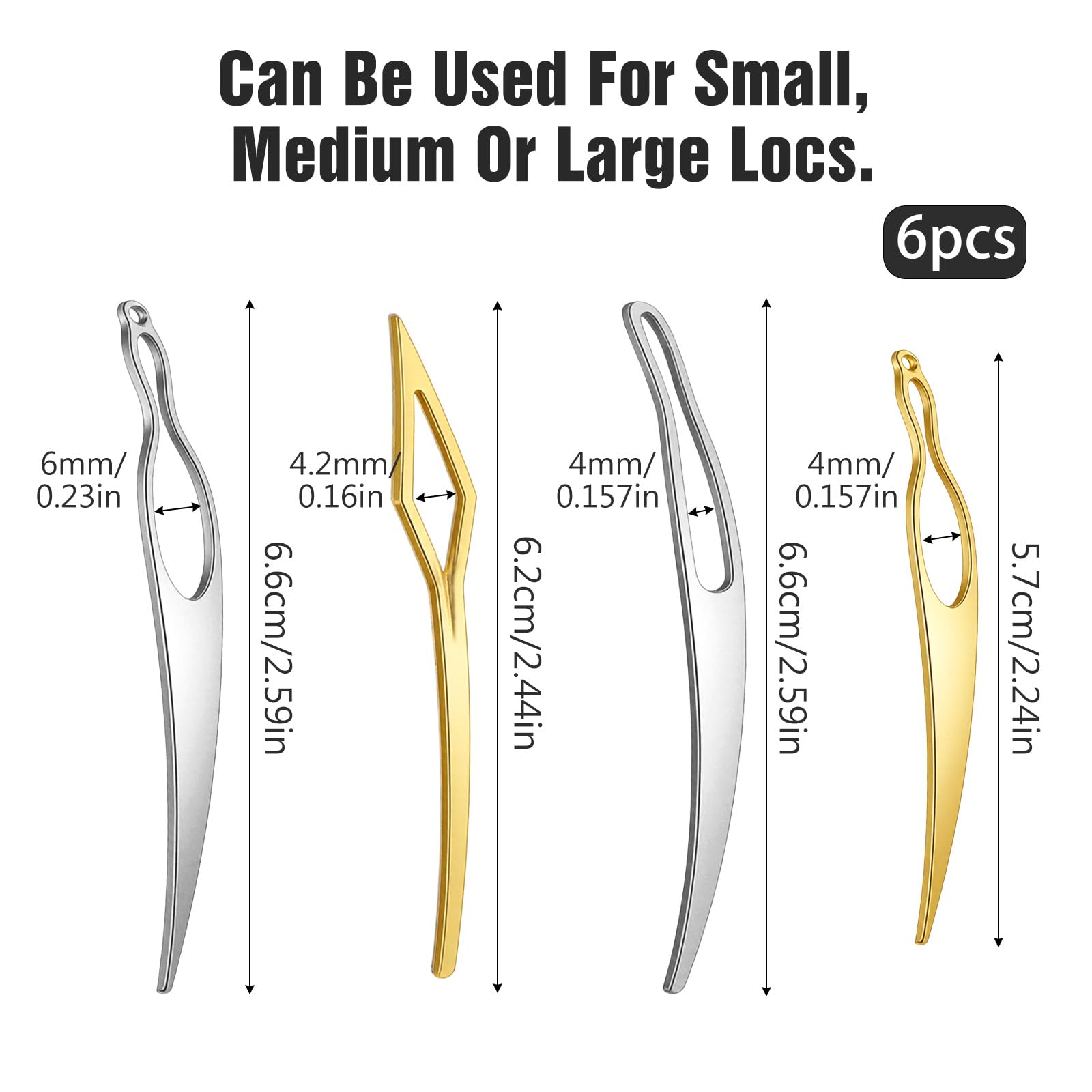 8pcs Interlocking Tool for Locs, Sisterlock Retighten Tool, Bent-Hook Shape Loc Needle for Hair Repair Dreadlock Tightening - 3