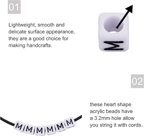 Vista 133 de FASHEWELRY 300 cuentas de letras acrílicas blancas de 0.236 x 0.236 pulgadas (0.236 x 0.236 in), cuentas del alfabeto para hacer pulseras