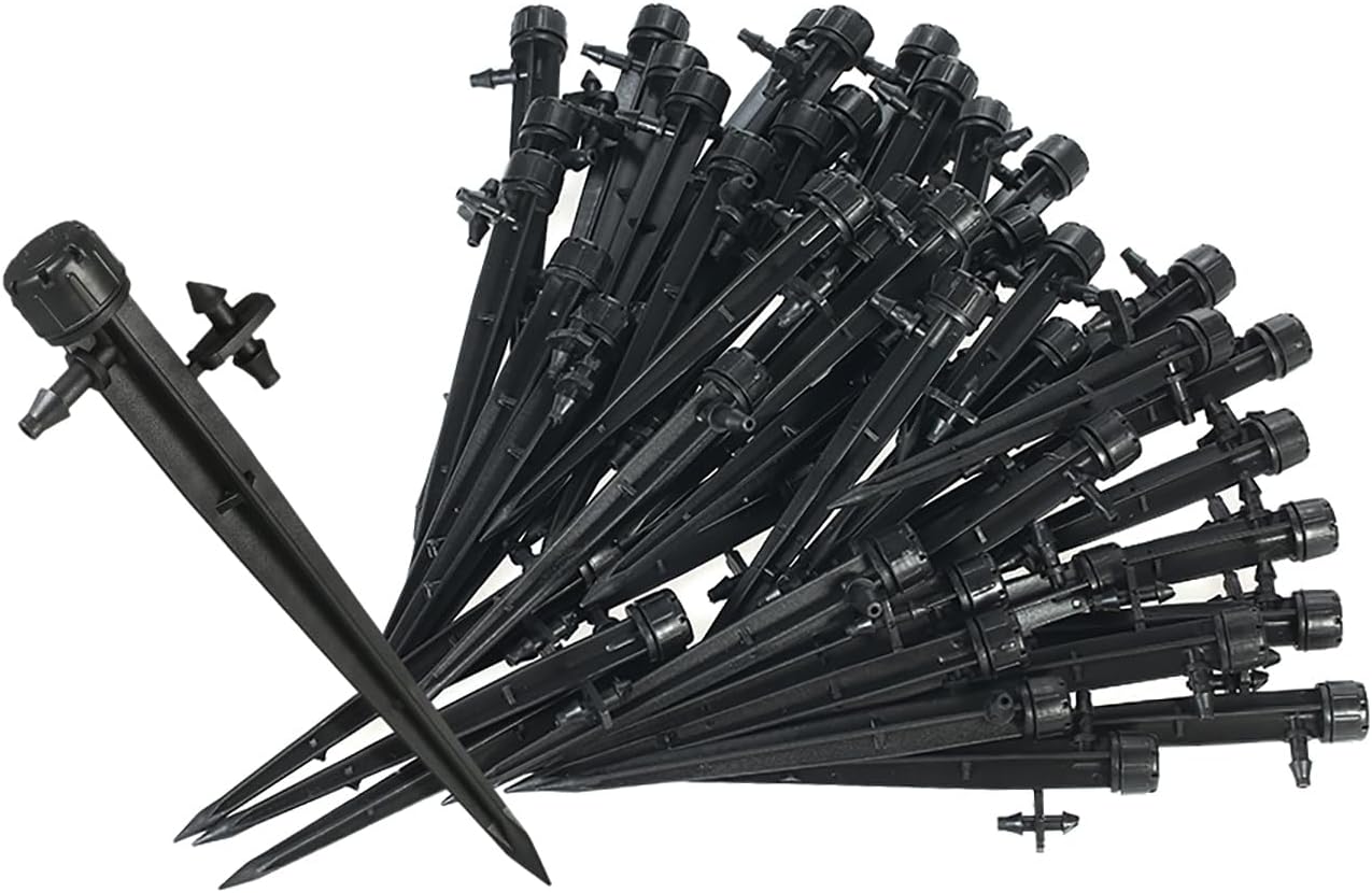 360 Degree Adjustable Water Flow Irrigation Drippers on Stake Drip System Emitters with Height Easy to Clean for Plant Care