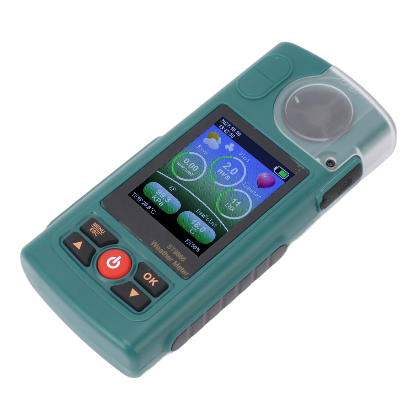 Medidor de Viento con Pantalla Sc Grande, Probador de Mano, Medidor Cfm Digital para Meteorología, Drones, Veleros, Surf, Temperatura, Humedad en el Tiempo, También Función de