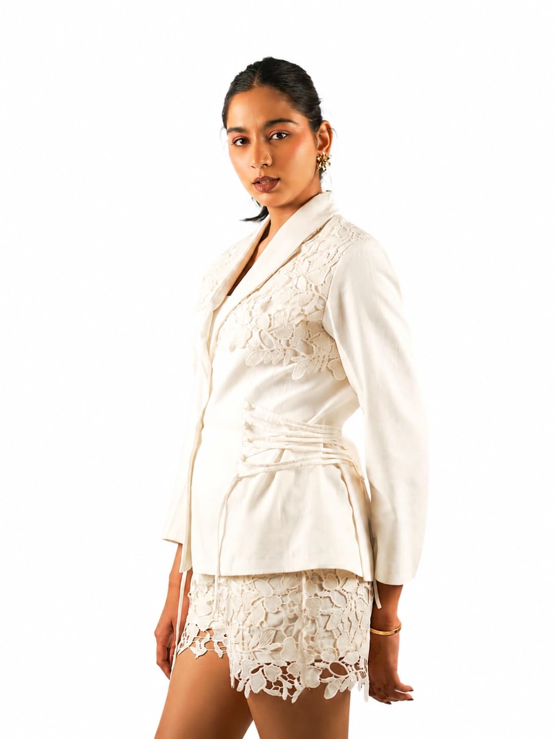 roov Women's Cotton Khadi Handwoven Work-Leisure Jacket with Lace Embroidery-picture-27