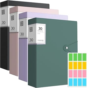 A4 Display Folder, 120 Pockets Display Book Folder with Plastic Sleeves Safety Rope, Certificate Folder for Documents, School, Office & Business Project Use 4Colors