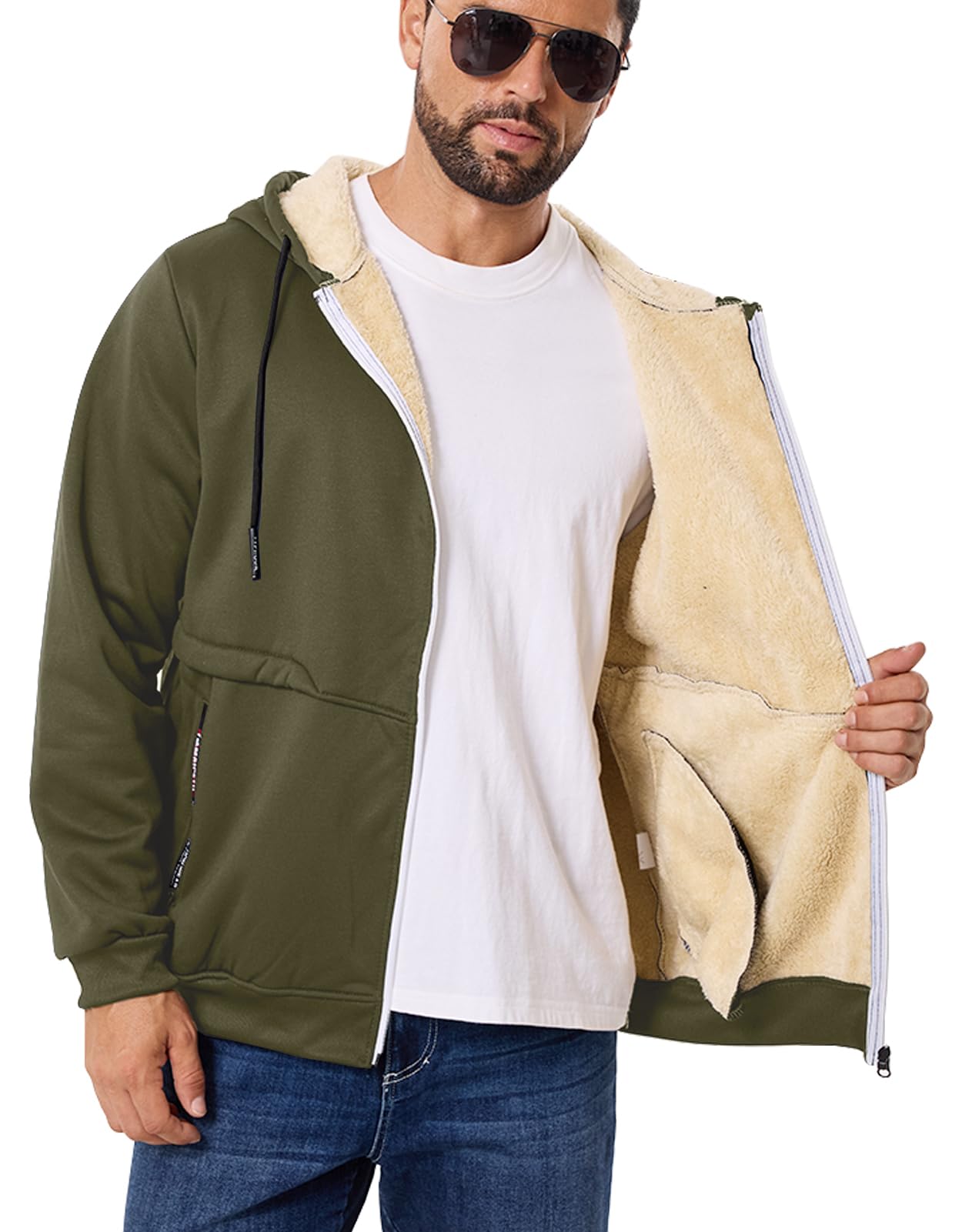 Felpa Giacca in Pile Foderata Uomo con Cappuccio Tasche Zip | Giubbotto Invernale Termico, Sportiva Classic Giacche Calda, Palestra Felpati Trekking