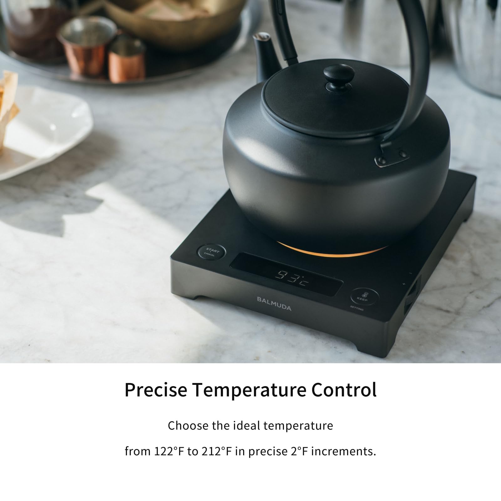 Amazon | BALMUDA ムーンケトル | 温度制御付き電気ケトル (130°F
