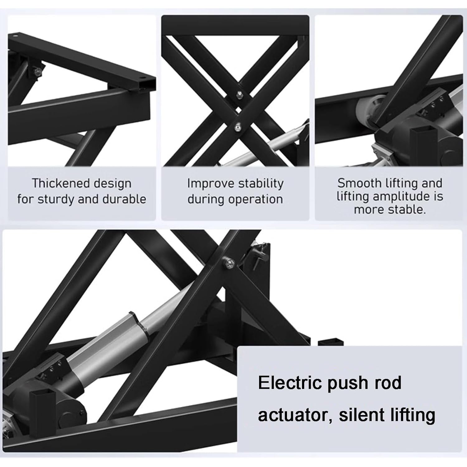 Plataforma elevadora de tijera hidráulica, mesa elevadora de tijera eléctrica, carga de 80 kg, plataforma elevadora plegable ajustable en altura de 265-1100 mm, grado de impermeabilidad: IP43, 2 mét