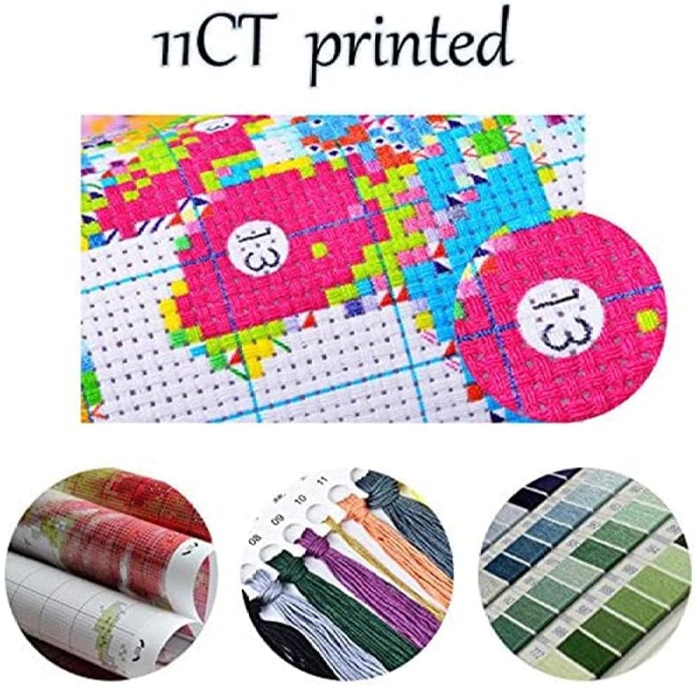 Image of Stamped Cross Stitch Kits, Full Range of Embroidery Starter Needle tip Kits, Cross Stitch Stamped Pattern, 11CT Pre-Printed Fabric DIY Handmade by Adults Gift, 16x20 inches - Colorful Octopus Pattern