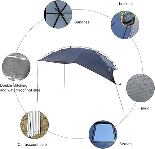 Miniatura 4 de LIANXIAO  Toldo de protección solar para automóvil, SUV, tienda de campaña portátil para caravana, remolque, tienda de campaña para automóvil,