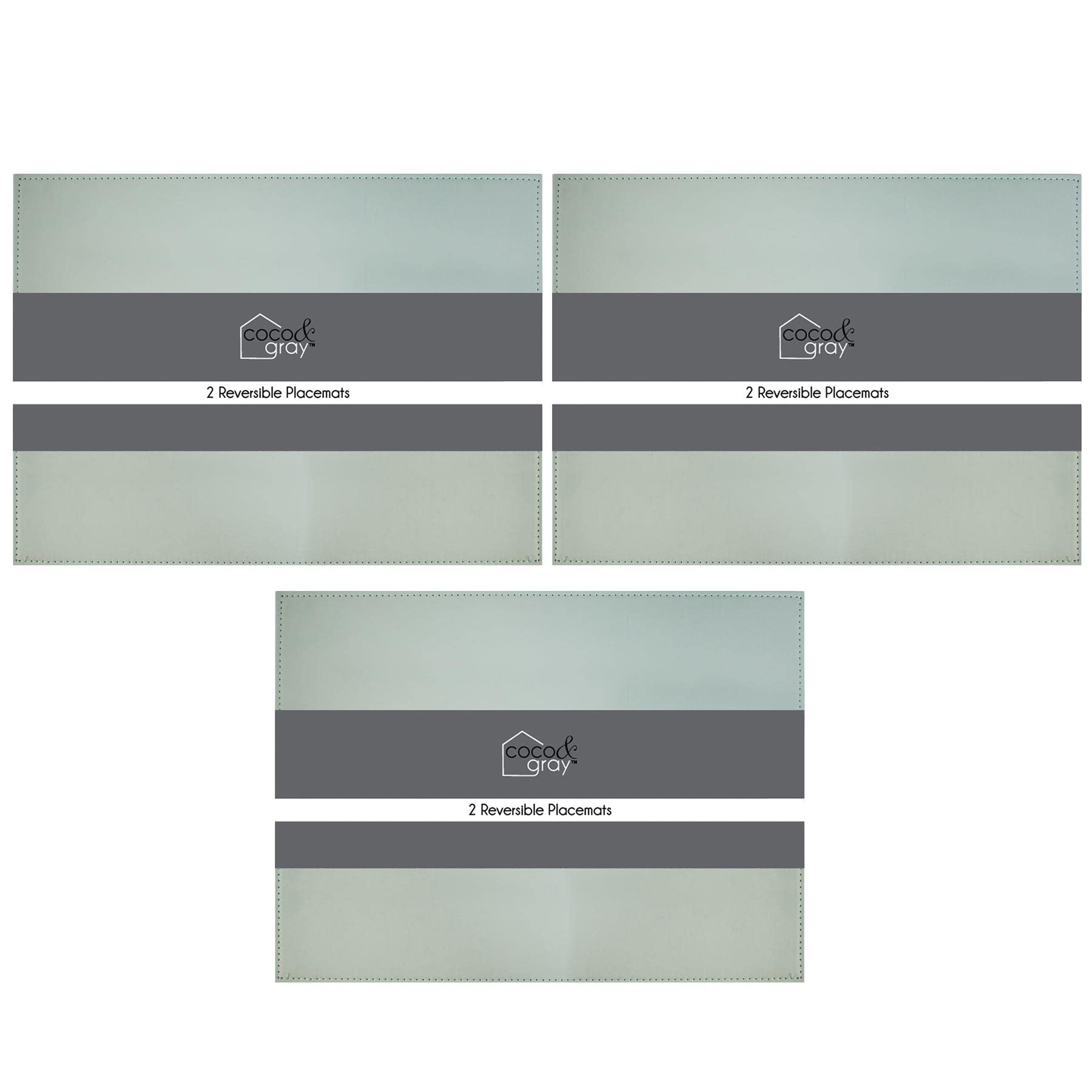 YöL Pack of 6 Reversible Placemats Two Tone Grey Sage Green Dinner Table Plate Food Surface Protector