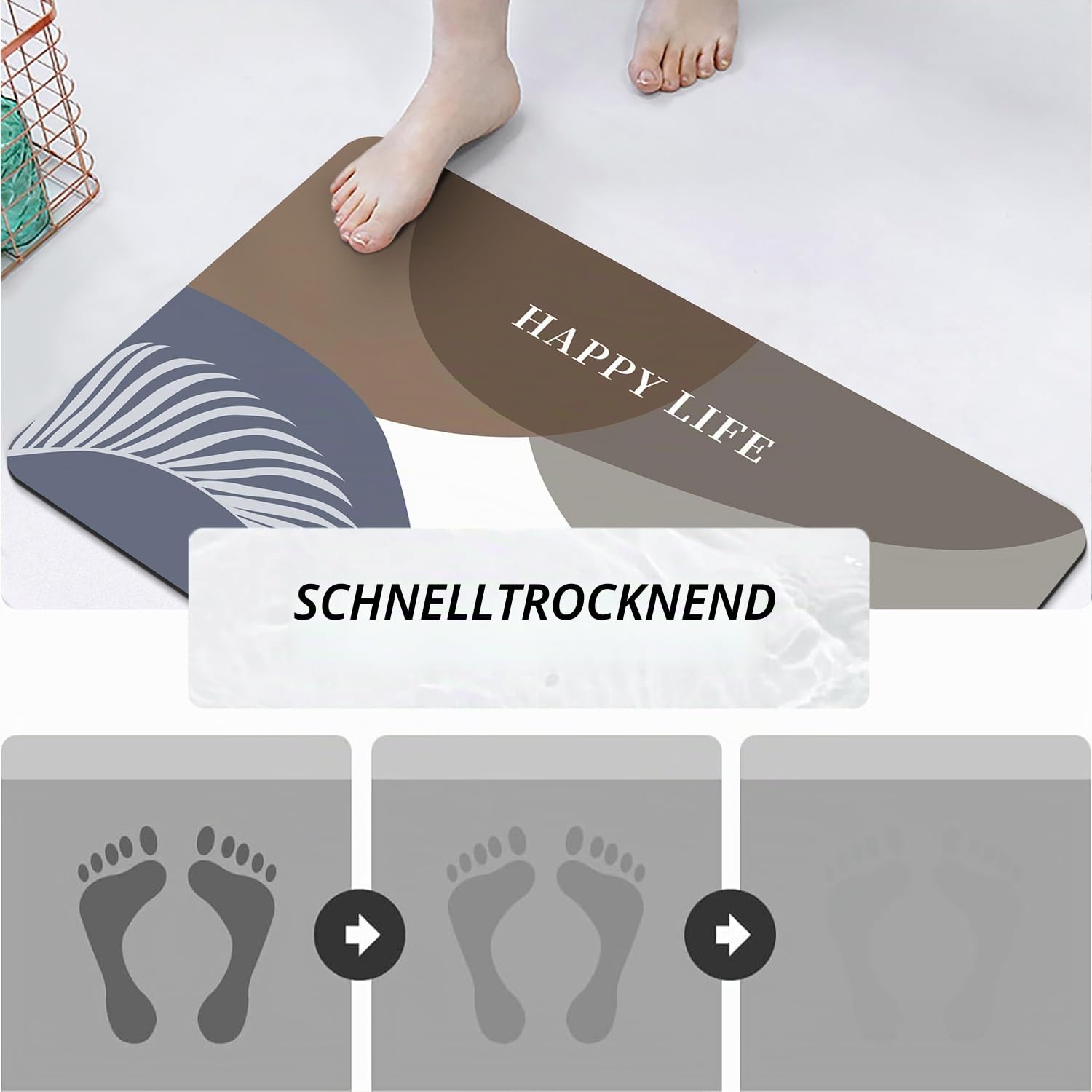 Super Absorbierende Badematte,Memory-Schaum-Badematten-Set,rutschfeste Mikrofaser Badematten,Badvorleger rutschfest Waschbar,Bademattens für Badewanne,Duschraum und Badezimmer