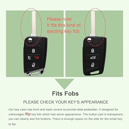 Miniatura 2 de Compatible con Volkswagen - Funda plegable para llavero de automóvil, funda protectora de TPU roja, compatible con VW Golf Jetta Atlas Tiguan e-Golf