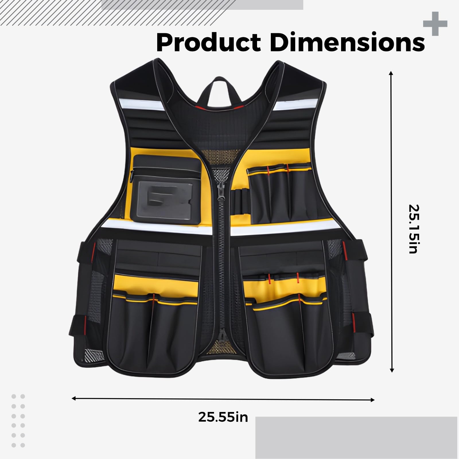 Chaleco de herramientas con múltiples bolsillos para hombre, chaleco de seguridad de alta visibilidad, tela Oxford, electricista, construcción, jardín, trabajo