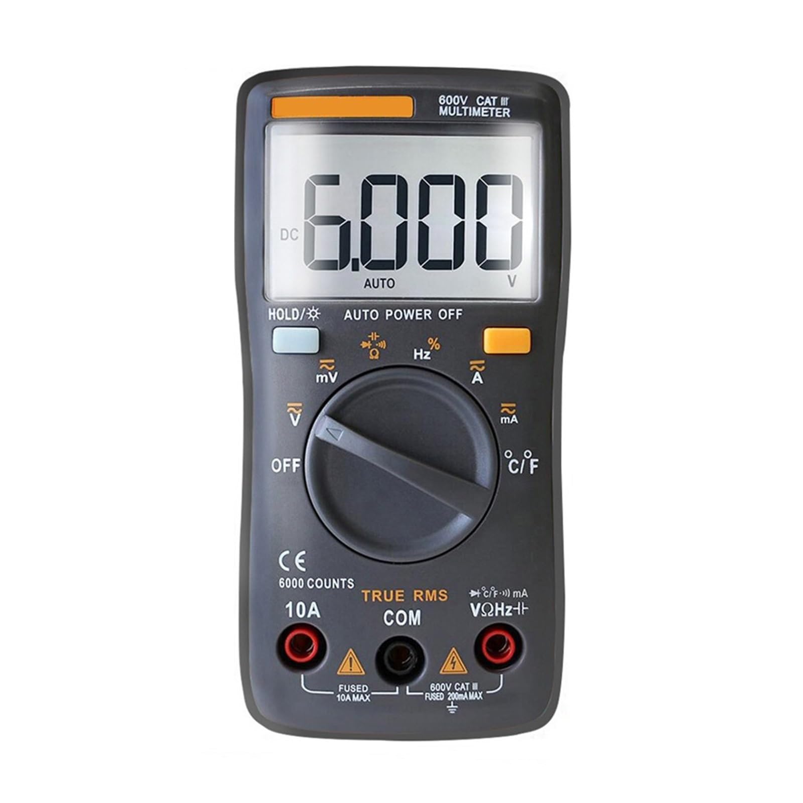 Multímetro Digital 6000 Cuenta AV/DC Amperímetro Voltaje Prueba Transistor Capacitor Tester Lcr Meter Testers Análisis Detección Preciso Exhaustivo(Black pro)