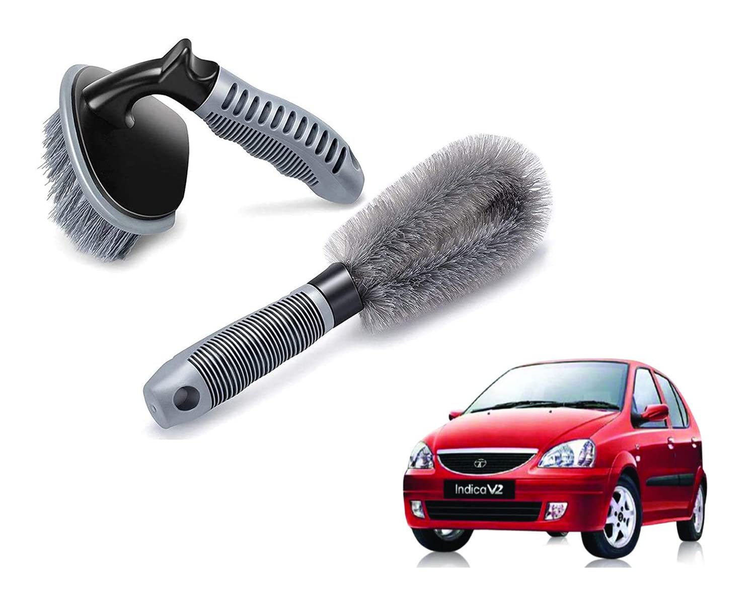 ABS 2 Pieces Wheel Tire Brush Set for Cleaning Wheels, Rim Cleaner for Tata Indica V2-image-49