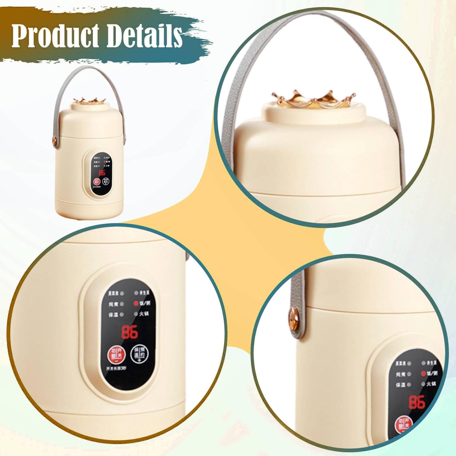 rockible Cuociriso elettrico da 800 ml, pentola elettrica multifunzione per cottura rapida di ramen, ideale per dormitorio, viaggi, casa, pasta e carne, Beige