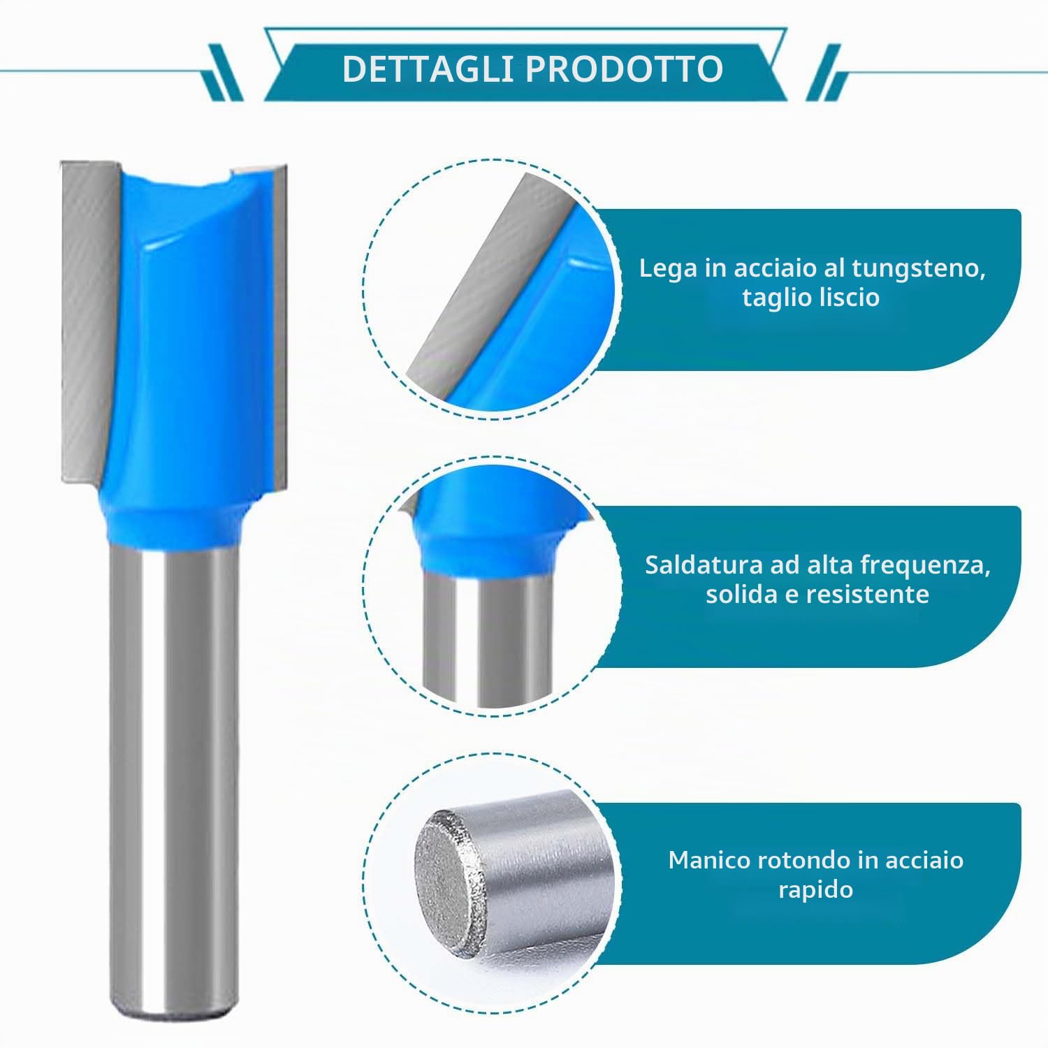7 Pezzi Set Frese per Legno Gambo 8mm, Doppio Flauto Punte per Router, Fresa a Taglienti Diritti per Lavori Fai Da Te Falegnameria, Diametro di Taglio, 6 8 10 12 14 18 20 mm (7)