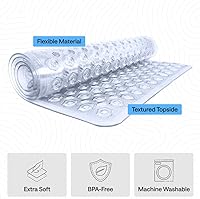 Vista 4 de Gorilla Grip - Alfombrilla de ducha patentada, 21 x 21 pulgadas, lavable, cuadrada, para ducha con agujeros de drenaje, ventosas.