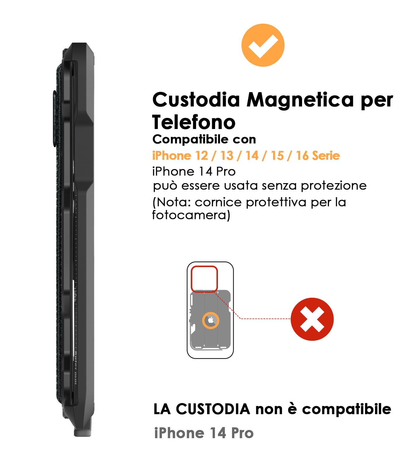 Aulumu G03 Custodia per carte da uomo | Compatibile con MagSafe | Multifunzionale Porta Carte con Fascia Elastica | Telefono Cellulare Supporto/Impugnatura | Apri Bottiglia |Schermatura RFID