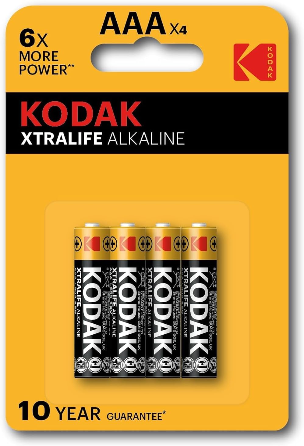 Xtralife AAA Batteries (4 Pack) Alkaline Battery Pack, 1.5V (Triple A) Batteries with 109% Extra Life, 10-Year Storage, Long Lasting Power for Demanding Devices, LR03, Blister Packed (4 Count)