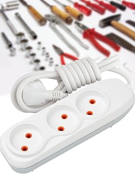 Mobee 3-Piece Triple 5 Meter Extension Wire Keyless Grounded Group Socket Extension Cable