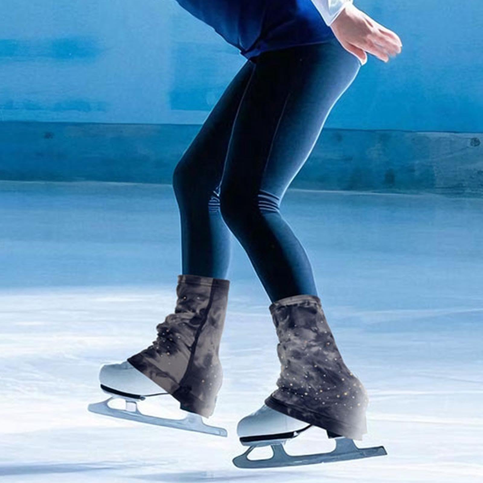 Fenteer Calentadores de piernas para patinaje artístico, accesorios de moda, ligeros, decorativos, protección térmica sobre las botas para mujer.