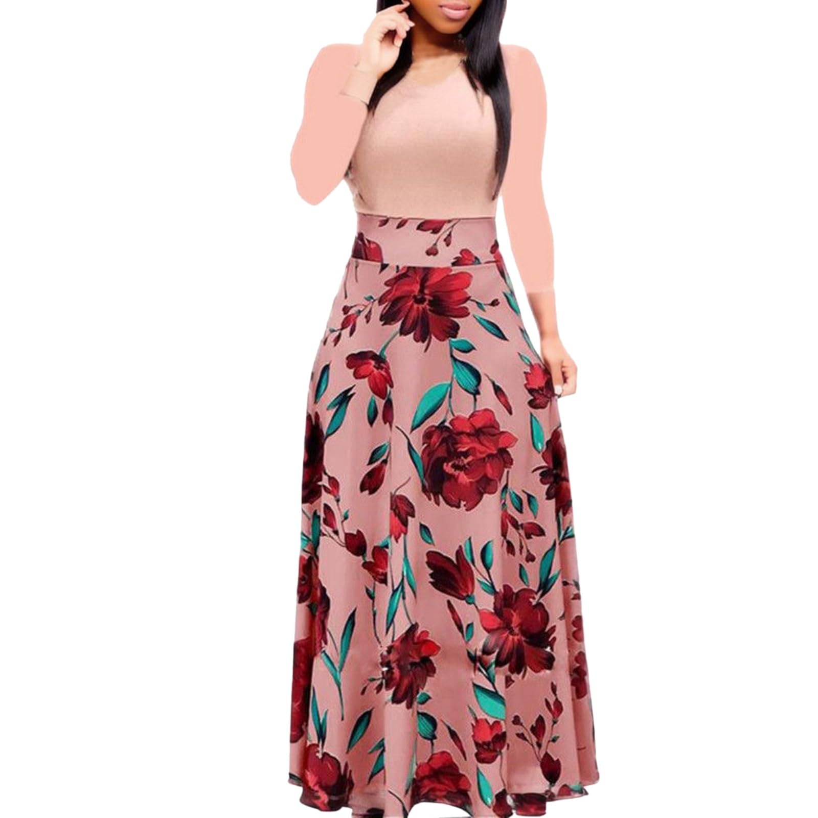 Generic Vestidos Invitada Boda 2023 Manga Casual Vestido Mujeres Floral Vestido Largo Fashion Boho Long Ladies Imprimir Vestido de Mujer Vestidos De Mujer Nochevieja