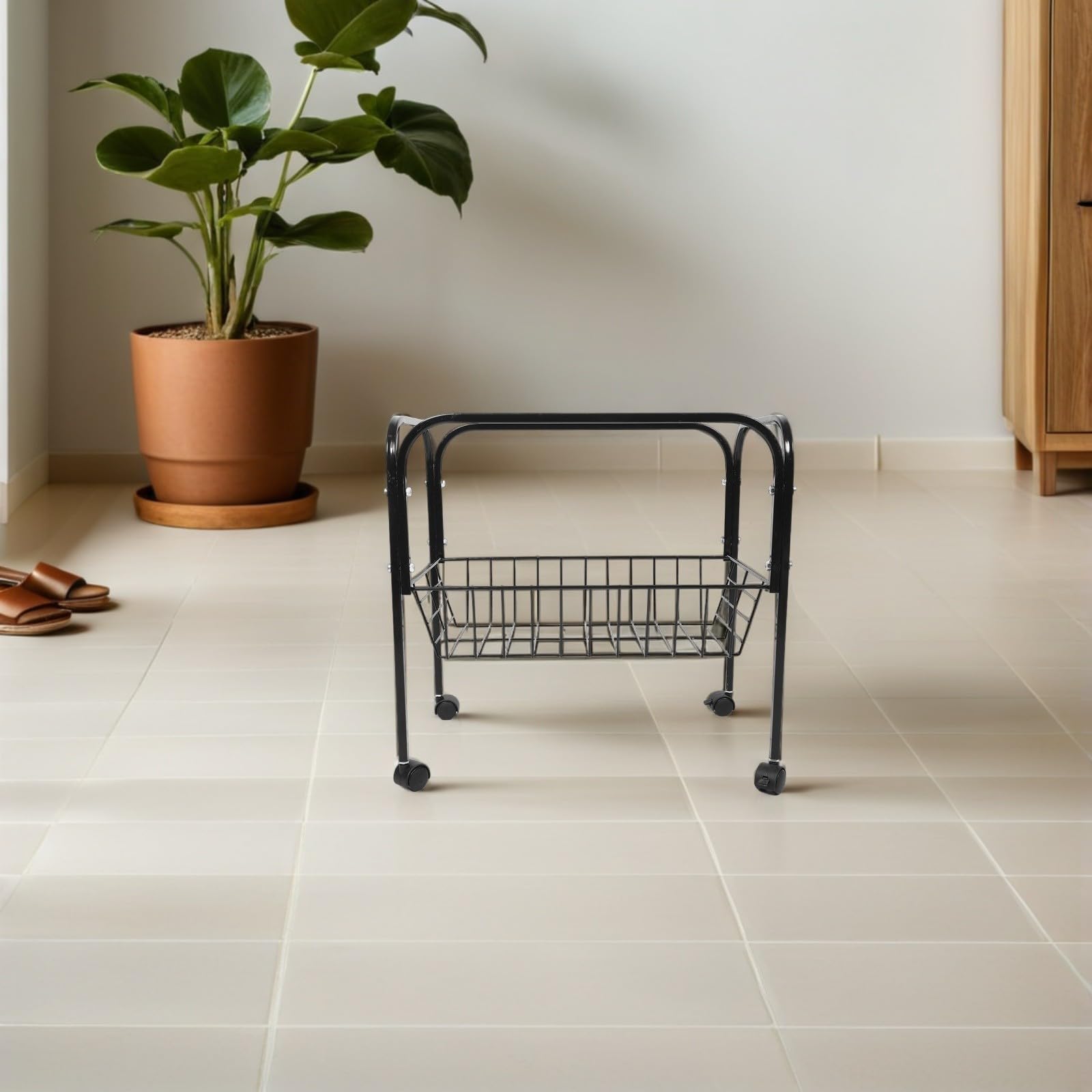 Toyvian Soporte para Jaula de Pájaros de Hierro con 4 Ruedas Giratorias y Estante Espacioso, Base Móvil Estable para Jaulas Cuadradas y Rectangulares, Adecuado para Interior y Balcón