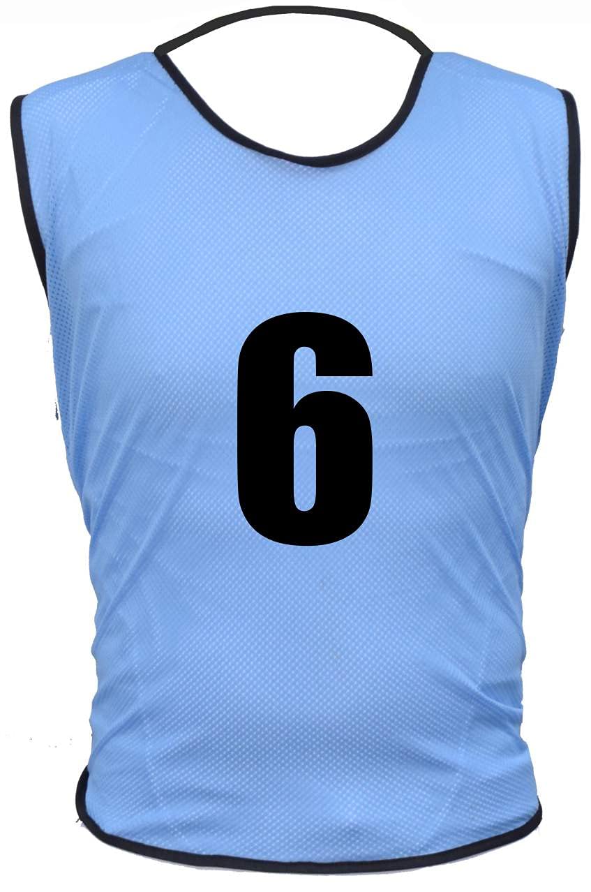 10 MESH BIBS FOOTBALL TRAINING SPORTS BIBS NUMBERED (2-11 OR number of your choice) Front/Back OR Front & Back (Sky (Back Only), Small Boys (U 8's))