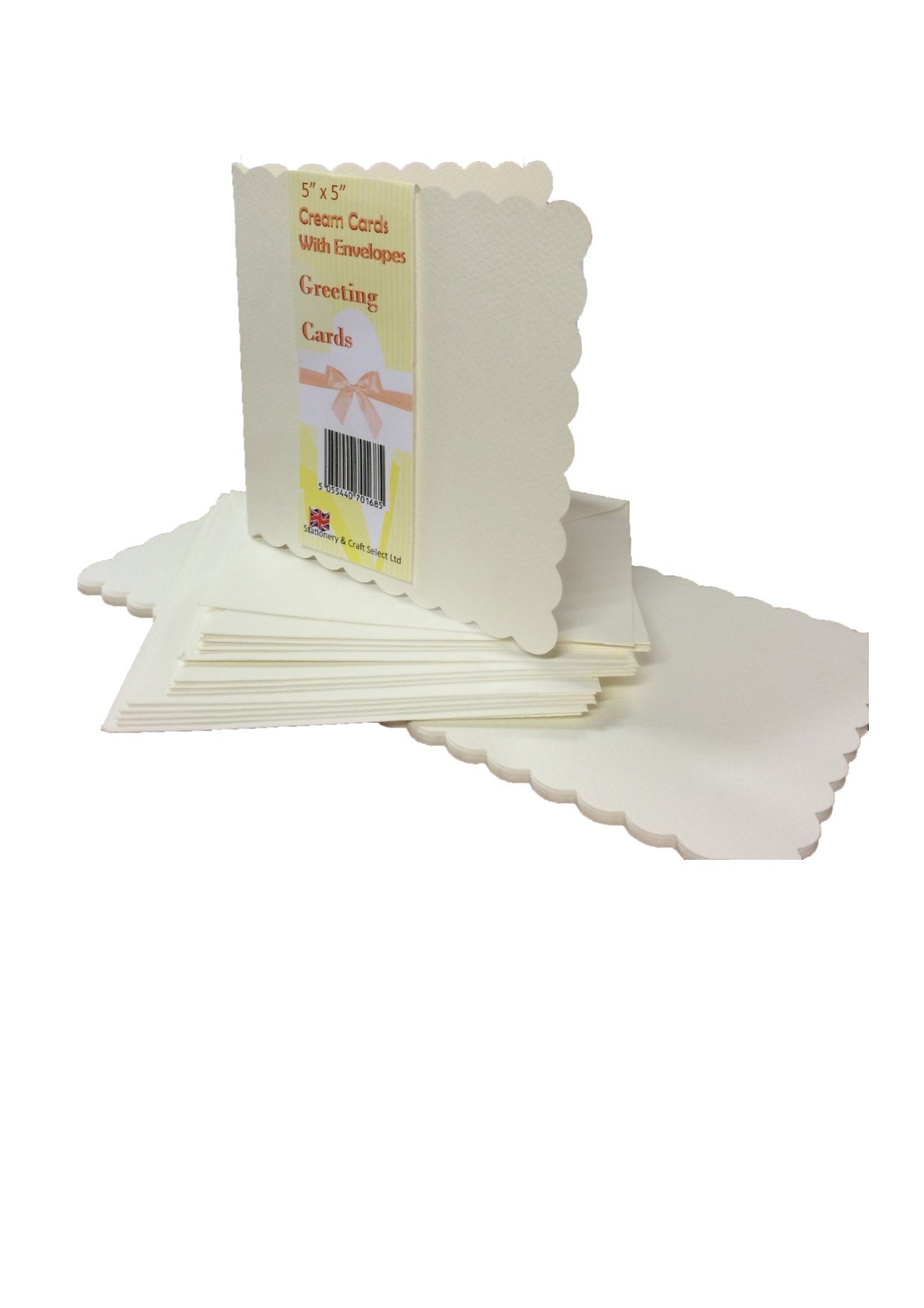 House of Card & Paper 5 x 5-Inch Scalloped Edge Pre Scored Card with Envelope - Cream (Pack of 15)