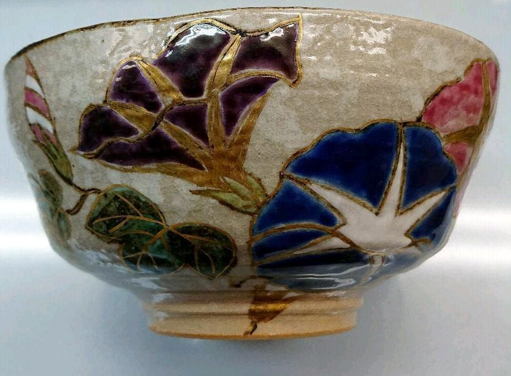 茶碗 朝顔 色絵 抹茶茶碗 茶道具 共箱