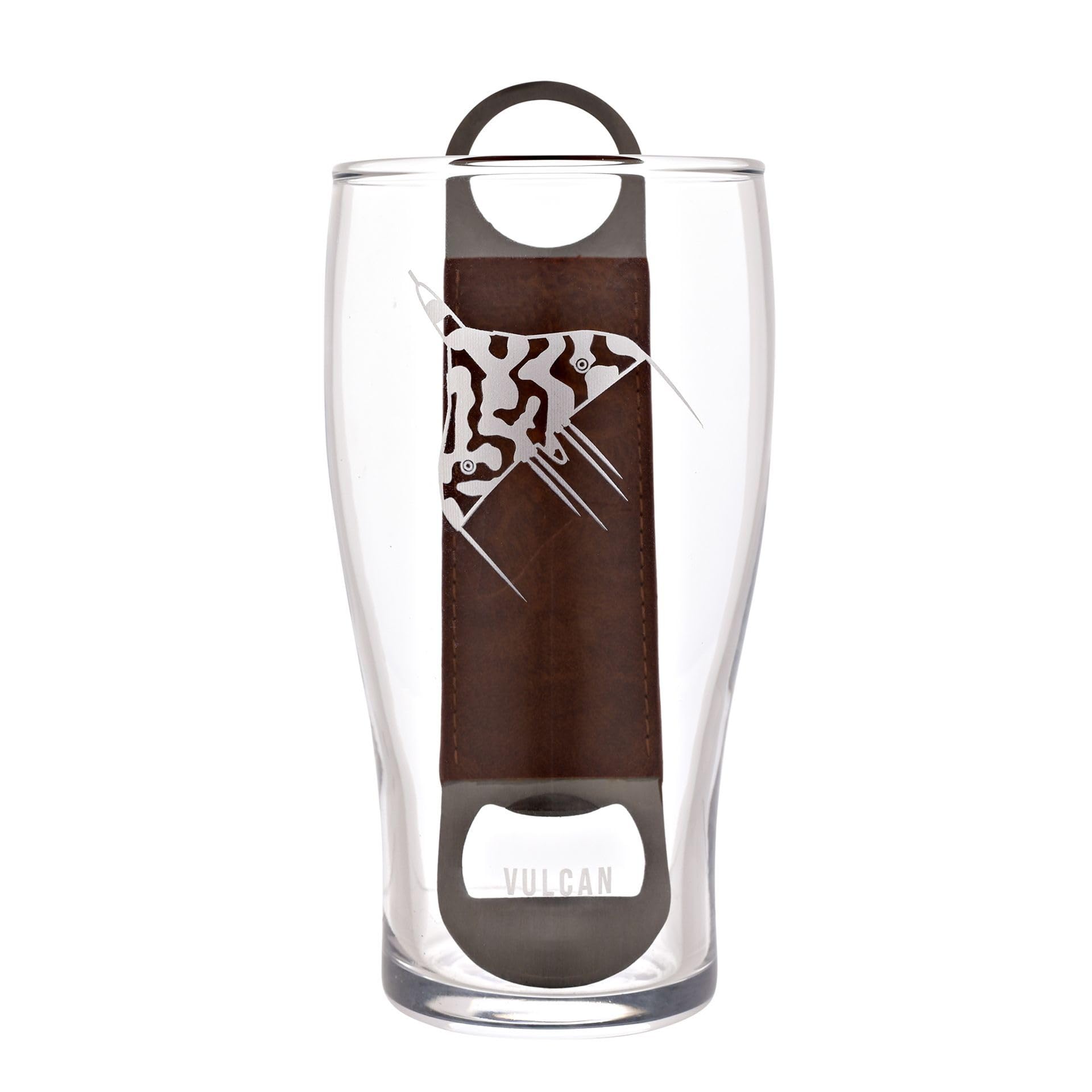 Widdop And Co Men's Transparent / Brown Officially Licensed Royal Air Force Raf Pint Glass & Bottle Opener Set - Vulcan - Etched Graphic Drinking Beer Glass Home Bar, Kitchen & Dining For History & Aviation - 480Ml / 16Oz.